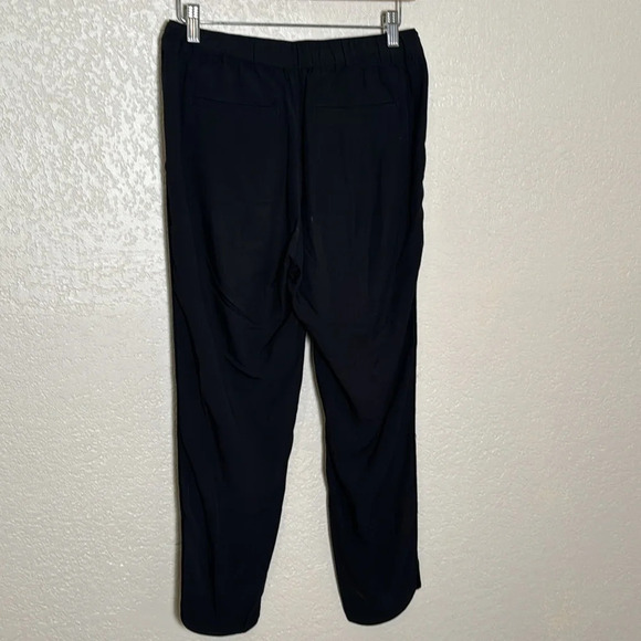 Madewell Womens Black XS Pants Elastic Tie Front Waist Pockets Side Slit Ankle - Picture 2 of 9